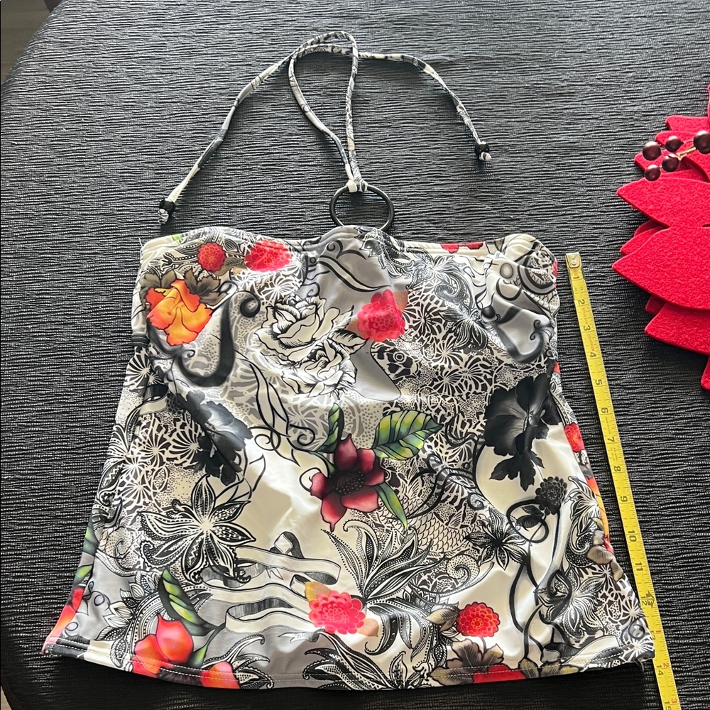 Freya White and Black Floral Swim Top